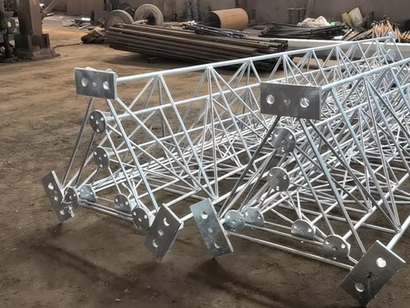 Galvanized steel tower components with mounting flanges