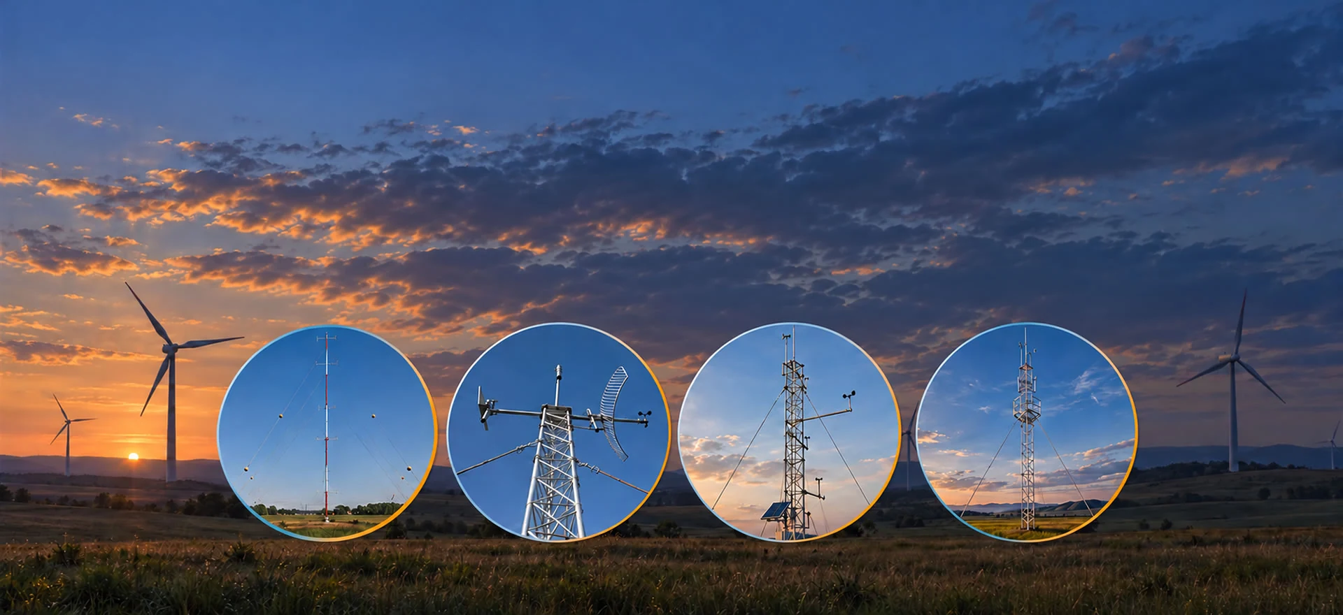 Guyed wind measurement towers and meteorological masts