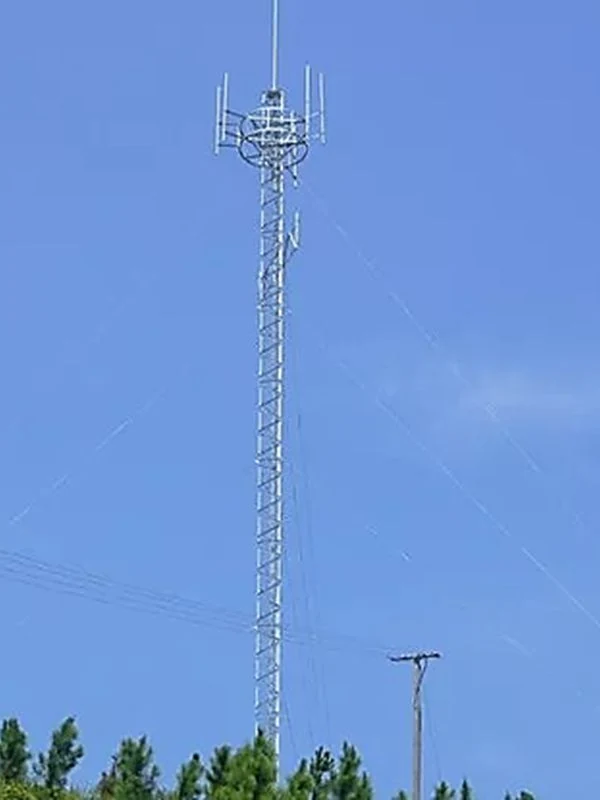 Guyed meteorological tower with compact top instrument platform