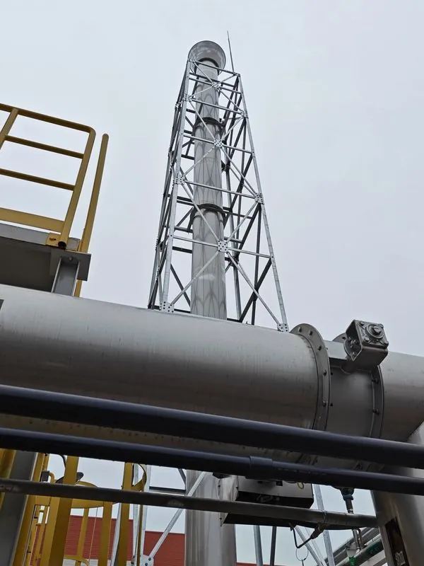 Low angle of a chimney support tower base