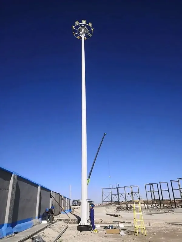 Tapered pole with circular lamp ring
