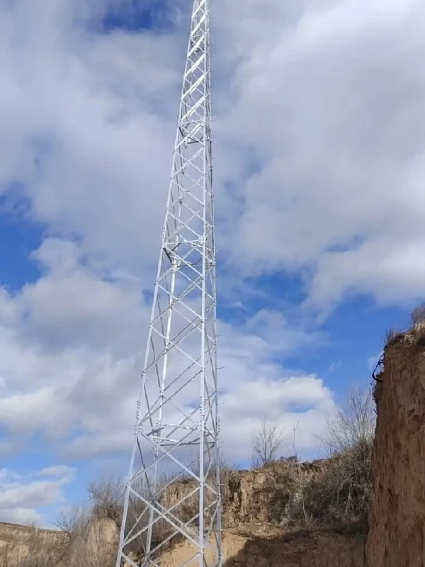 Galvanized angle steel lightning tower on a hillside