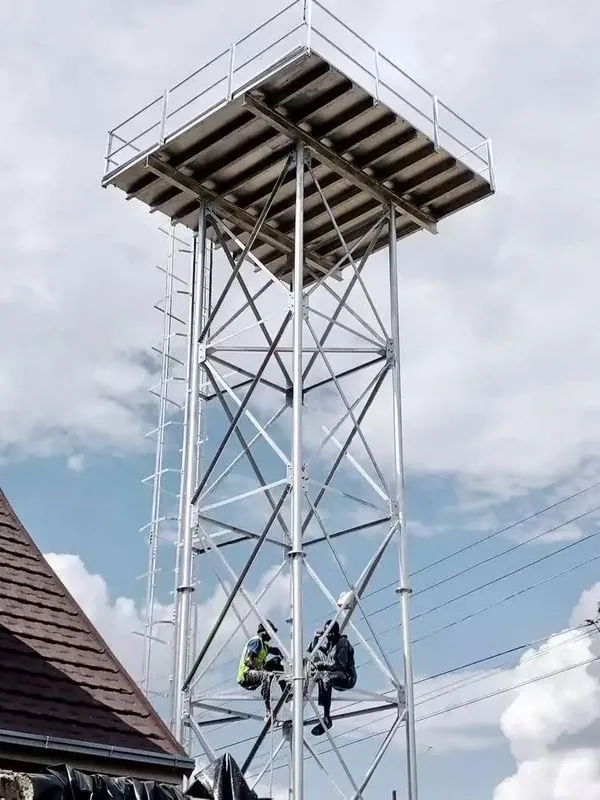 Bolted tower assembly on site